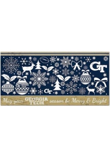 GA Tech Yellow Jackets Merry and Bright Sign - Blue