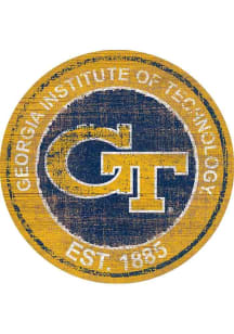 GA Tech Yellow Jackets Round Heritage Logo Sign - Blue