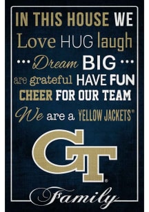 GA Tech Yellow Jackets In This House 17x26 Sign - Blue