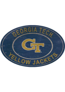GA Tech Yellow Jackets 46 Inch Heritage Oval Sign - Blue