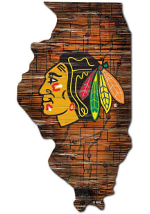 Chicago Blackhawks 12 Mini Roadmap State Sign Sign - Black