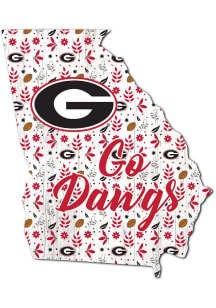 Georgia Bulldogs Floral State Sign - Red