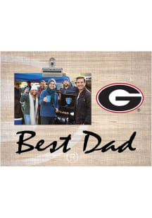 Georgia Bulldogs Best Dad Burlap Clip Picture Frame - Red
