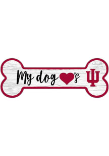 Indiana Hoosiers Dog Bone 6x12 Sign - Red