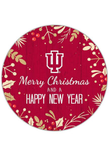 Indiana Hoosiers Merry Christmas and New Year Circle Sign - Red