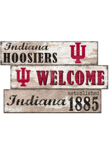 Indiana Hoosiers Welcome 3 Plank Sign - Red