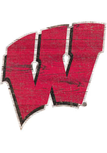 Wisconsin Badgers Distressed Logo Cutout Sign - Red