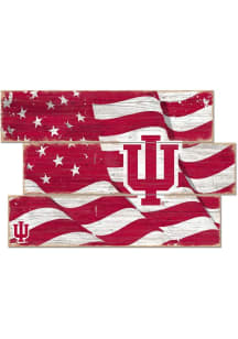 Indiana Hoosiers Flag 3 Plank Sign - Red