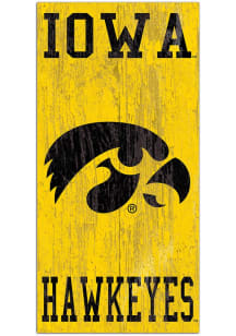 Iowa Hawkeyes Heritage Logo 6x12 Sign - Black