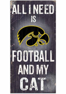 Iowa Hawkeyes Football and My Cat Sign - Black