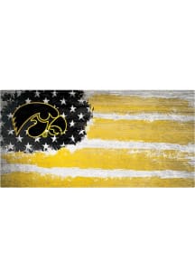 Iowa Hawkeyes Flag 6x12 Sign - Black