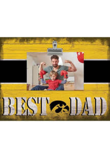 Iowa Hawkeyes Best Dad Striped Clip Picture Frame - Black