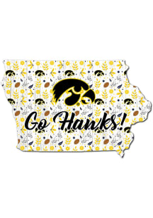 Iowa Hawkeyes 24 Inch Floral State Wall Art - Black