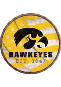 Iowa Hawkeyes Flag 16 Inch Barrel Top Sign - Black