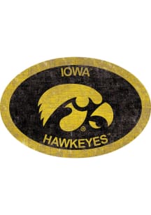 Iowa Hawkeyes 46 Inch Oval Team Sign - Black