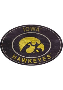 Iowa Hawkeyes 46 Inch Heritage Oval Sign - Black