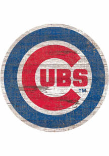 Chicago Cubs Distressed Logo Cutout Sign - Red