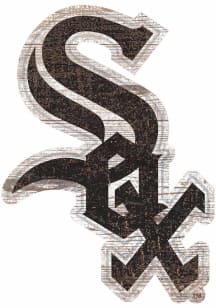 Chicago White Sox Distressed Logo Cutout Sign - Black