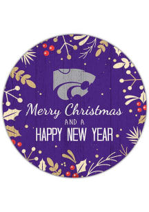 K-State Wildcats Merry Christmas and New Year Circle Sign - Purple