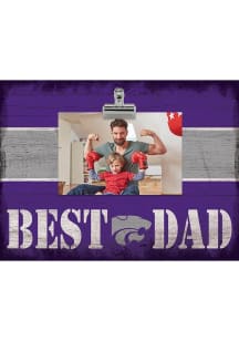 K-State Wildcats Best Dad Striped Clip Picture Frame - Purple