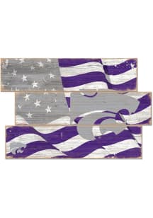 K-State Wildcats Flag 3 Plank Sign - Purple
