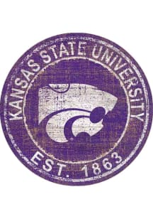 K-State Wildcats Round Heritage Logo Sign - Purple