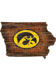Iowa Hawkeyes 12 Mini Roadmap State Sign - Black