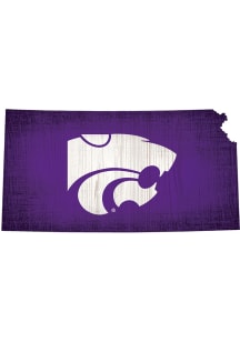 K-State Wildcats State Shape Color Sign - Purple