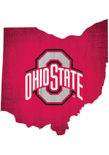 Ohio State Buckeyes State Shape Color Sign - Red