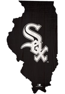 Chicago White Sox State Shape Color Sign - Black