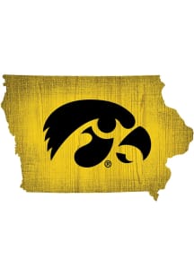 Iowa Hawkeyes State Shape Color Sign - Black
