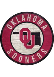Oklahoma Sooners State Circle Sign Sign - Red