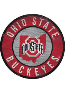 Ohio State Buckeyes State Circle Sign - Red