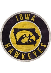 Iowa Hawkeyes State Circle Sign Sign - Black