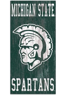 Michigan State Spartans Heritage Logo 6x12 Sign - Green