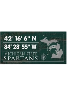Michigan State Spartans Horizontal Coordinate Sign - Green