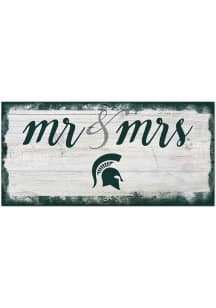 Michigan State Spartans Script Mr and Mrs Sign - Green