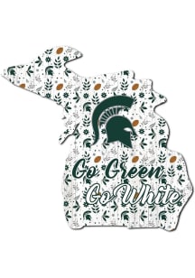 Michigan State Spartans Floral State Sign - Green