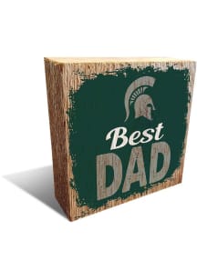 Michigan State Spartans Best Dad Block Sign - Green