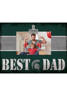 Michigan State Spartans Best Dad Striped Clip Picture Frame - Green