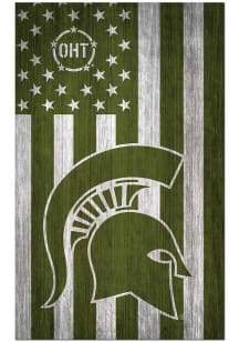 Michigan State Spartans 11x19 OHT Military Flag Sign - Green