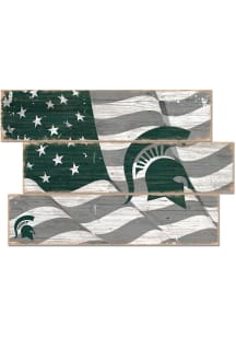 Michigan State Spartans Flag 3 Plank Sign - Green
