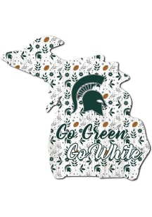 Michigan State Spartans 24 Inch Floral State Wall Art - Green
