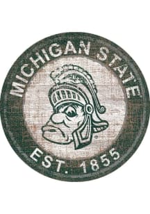 Michigan State Spartans Round Heritage Logo Sign - Green
