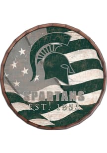 Michigan State Spartans Flag 16 Inch Barrel Top Sign - Green