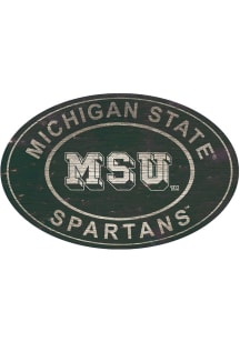 Michigan State Spartans 46 Inch Heritage Oval Sign - Green