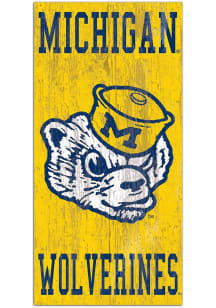 Michigan Wolverines Heritage Logo 6x12 Sign - Blue