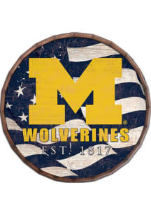 Michigan Wolverines Flag 16 Inch Barrel Top Sign - Blue