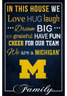 Michigan Wolverines In This House 17x26 Sign - Blue