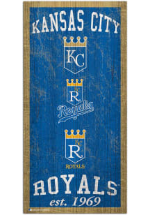 Kansas City Royals 6X12 Heritage Logos Sign - Blue